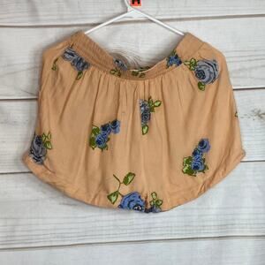Forever 21 Orange W/ Blue Floral Print Short Shorts Size Medium
